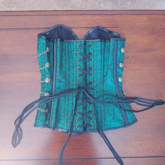 😈NTW, Amazing Green overbust Steampunk corsetz! Lace, lingerie, bustier - Picture 8 of 15